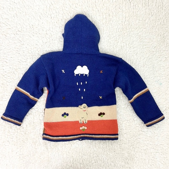 🌵🐓☀️ Desert Farm Scene Emboidered Patched Zip-Up Hooded Sweater w/Pockets KIDS 6 - Picture 2 of 7